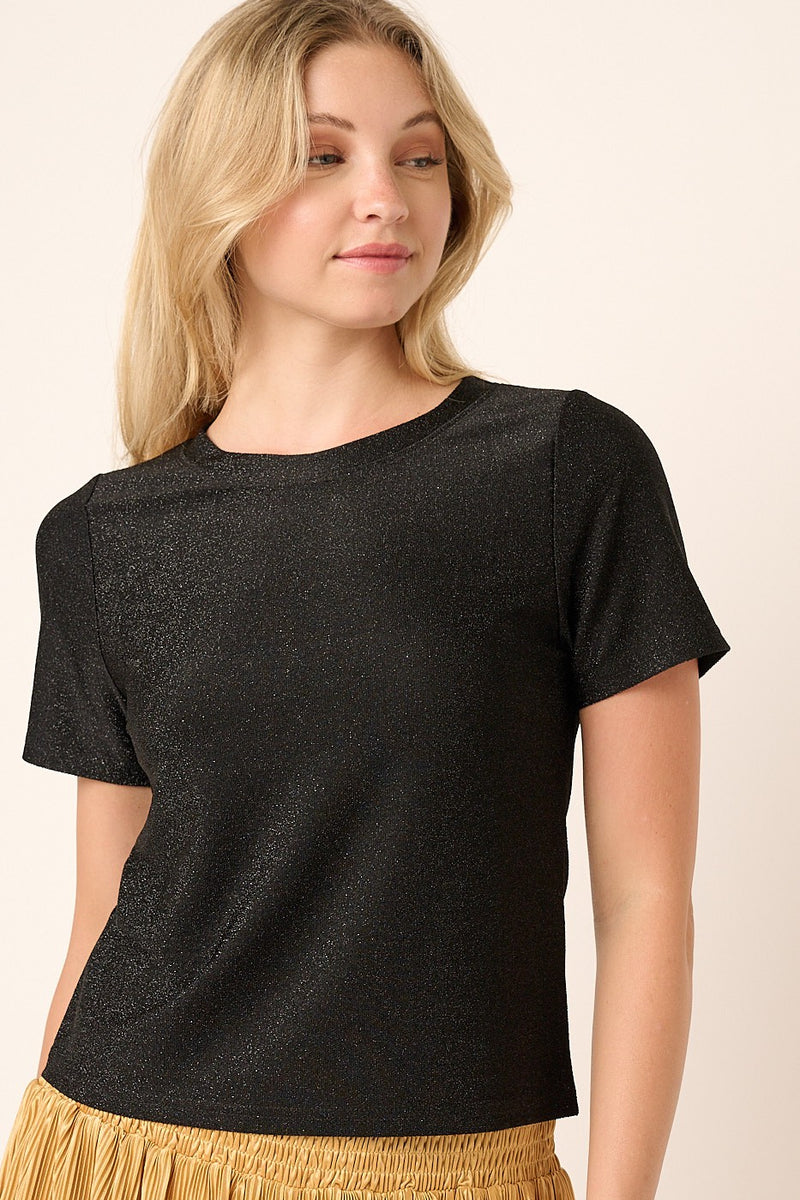 Knit Lurex Short Sleeve Top