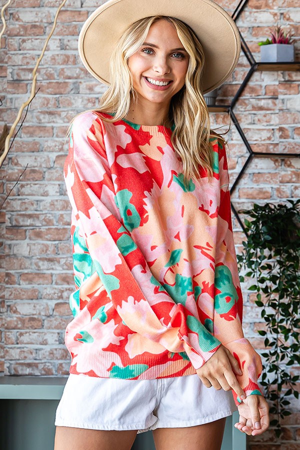 Multi Floral Print Sweater