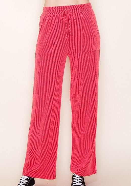 Ribbed Pants - Red