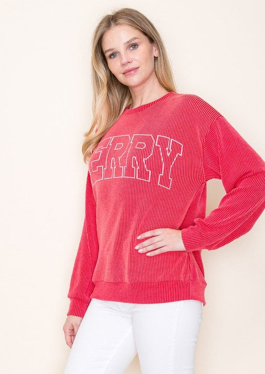 Ribbed Top - Merry Red