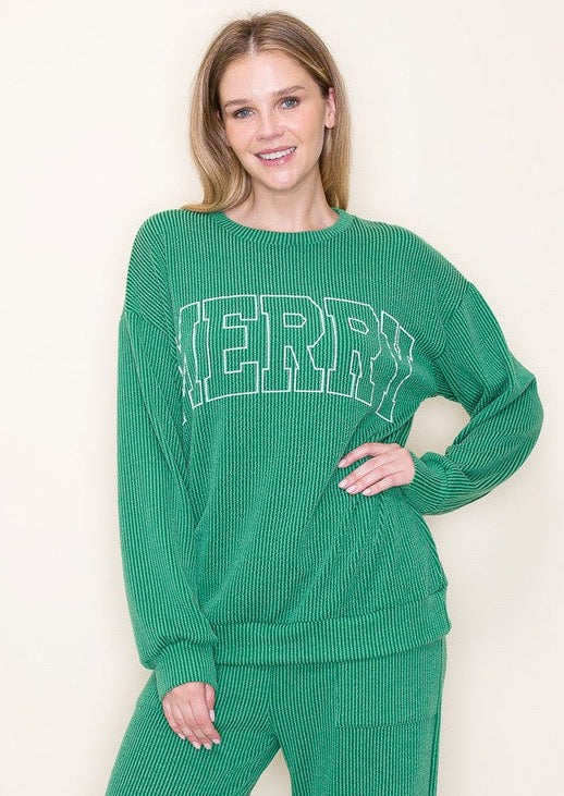 Ribbed Top - Merry Green
