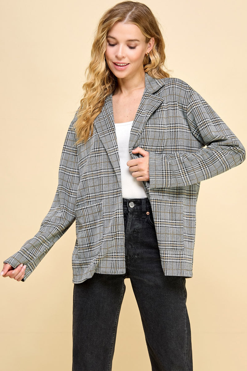 Loose Plaid Blazer