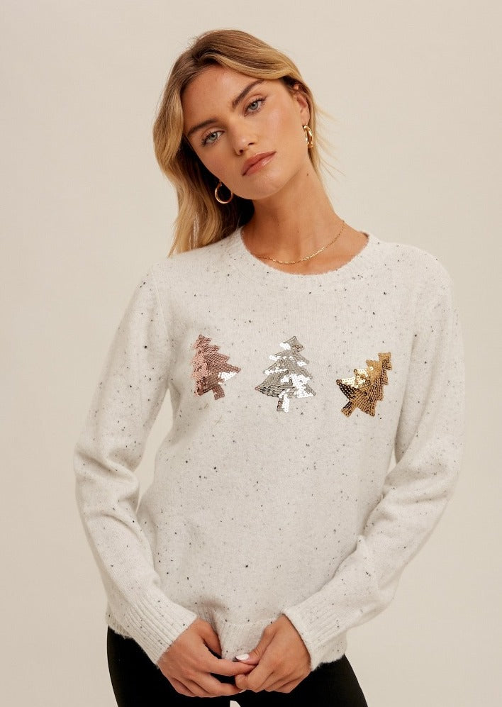Tree Sequin Speckle Sweater