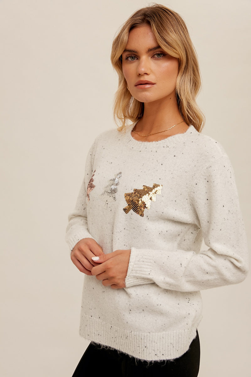 Tree Sequin Speckle Sweater