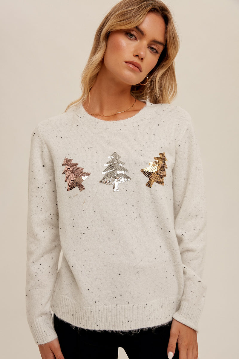 Tree Sequin Speckle Sweater