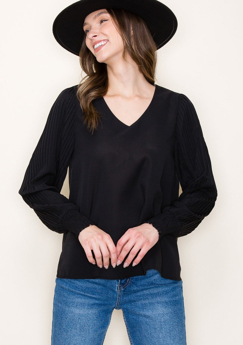 Pleated Sleeve Blouse