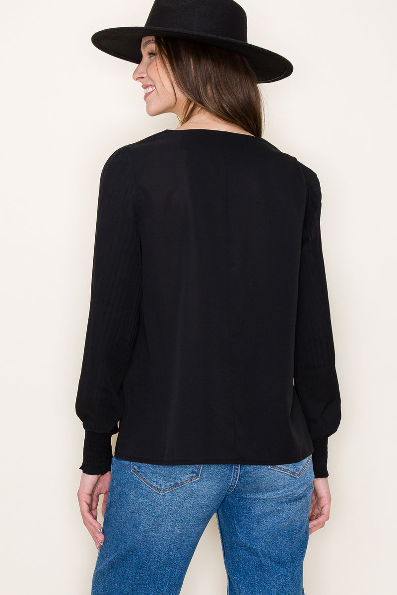 Pleated Sleeve Blouse