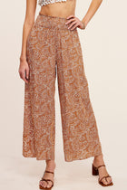 Smocked Waist Paisley Print Pants