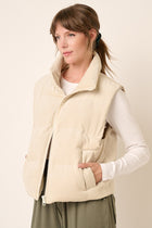 Corduroy Puffer Vest - Sand