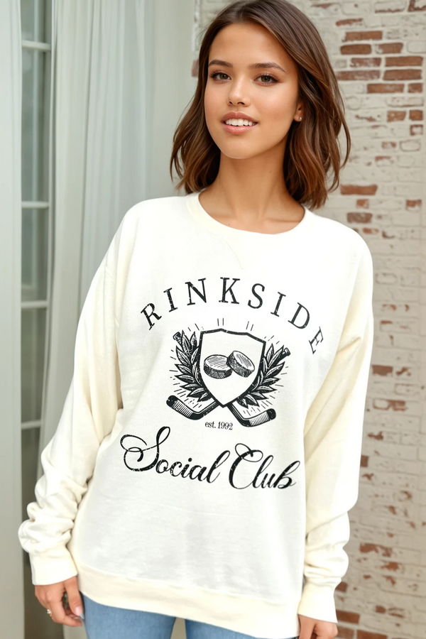 Rinkside Social Club Garment Dyed Crew - Ivory/Black