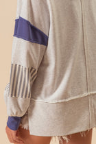 Stripe Color Block French Terry Pullover