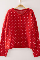 Polka Dot Knit Cardigan - Red