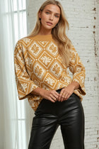 Abstract Print Mock Neck Sweater