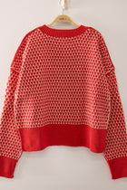 Geometric Check Pattern Sweater - Red