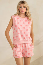 Sleeveless Knit Polka Dot Tank - Pink