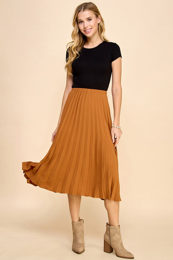 Midi Pleated Skirt - Adobe