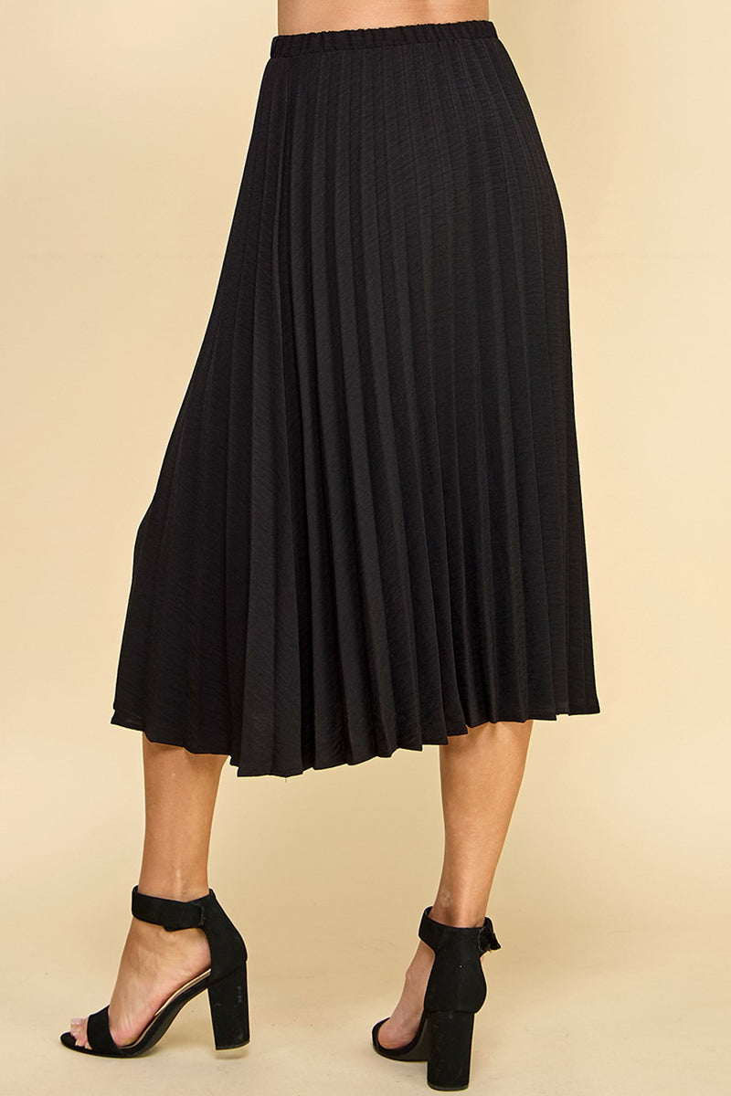 Midi Pleated Skirt - Black