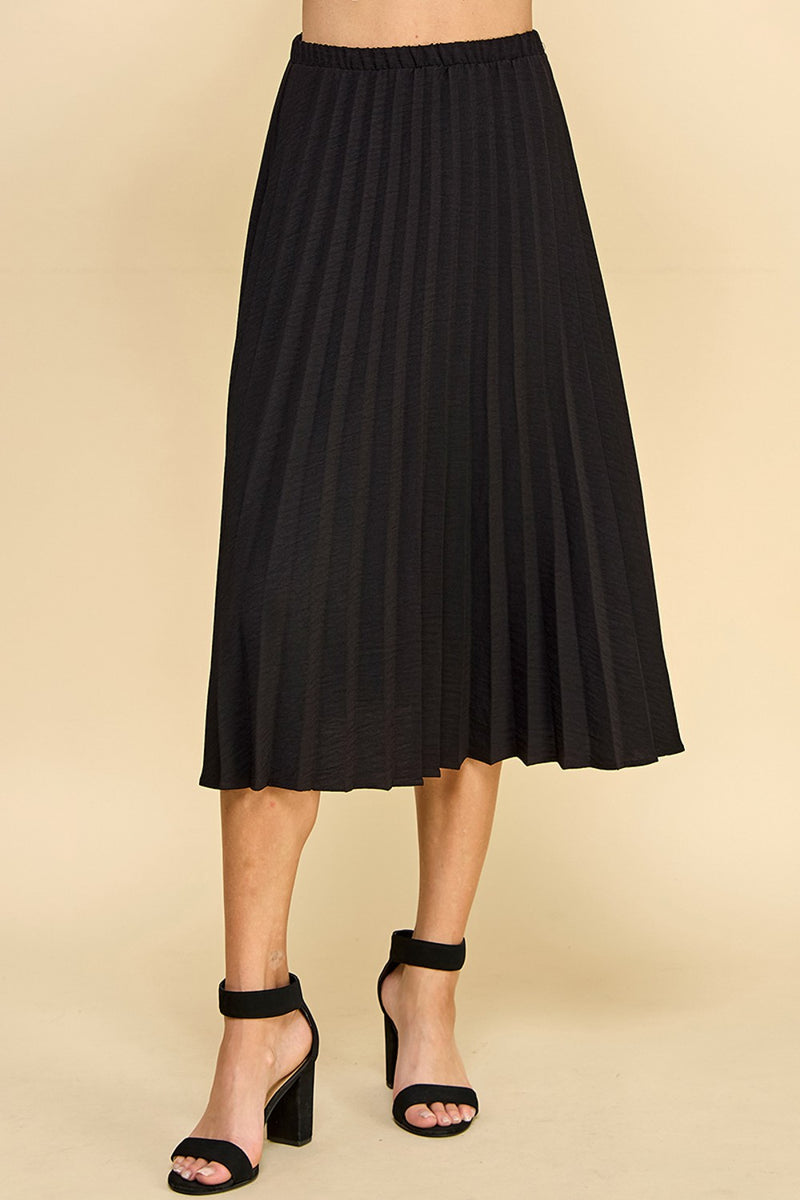 Midi Pleated Skirt - Black