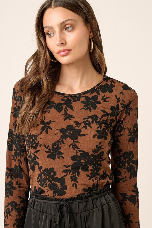 Long Sleeve Floral Knit Top