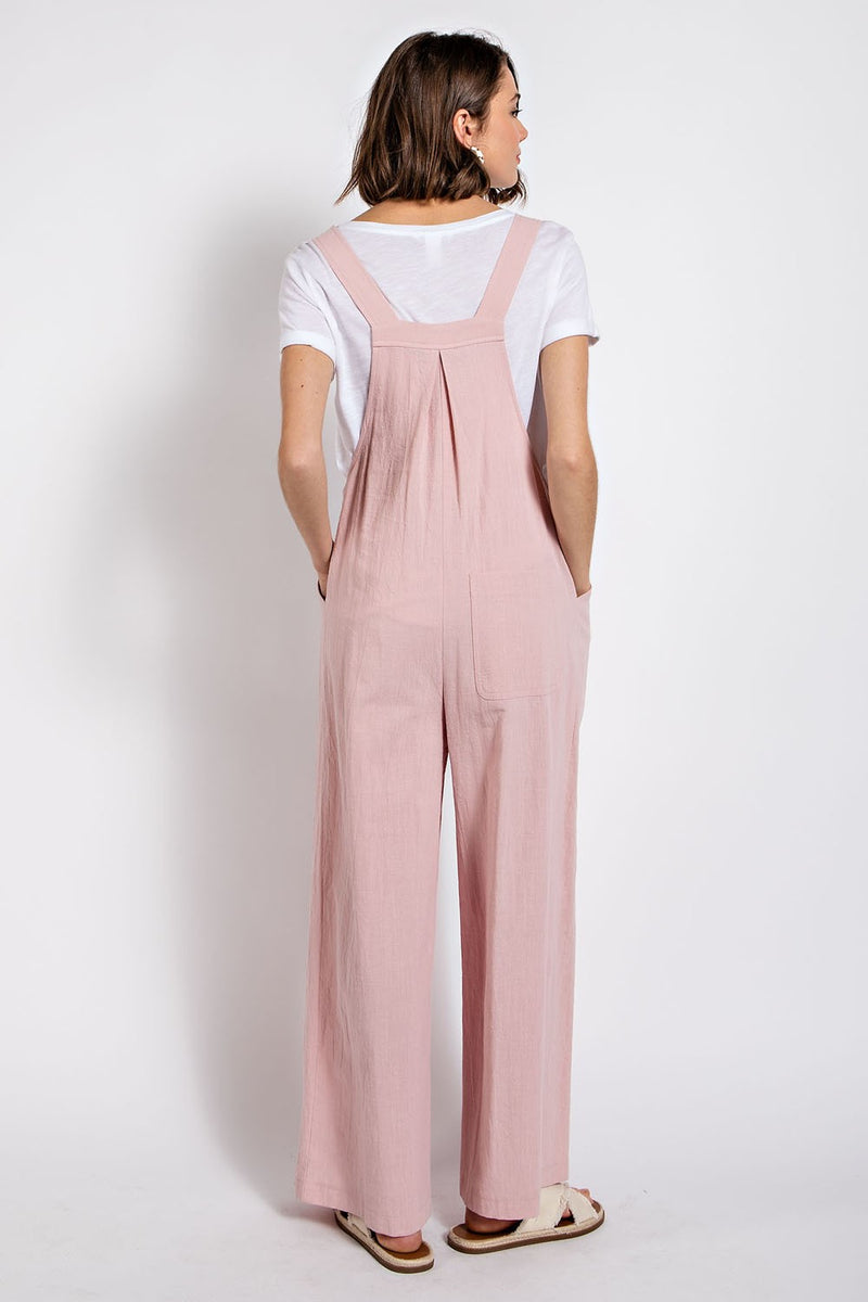 Pintuck Detail Overalls - Dusty Pink