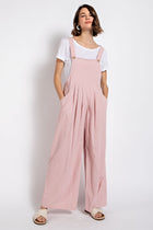 Pintuck Detail Overalls - Dusty Pink