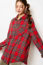 Loose Plaid Button Down Top