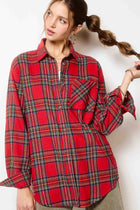 Loose Plaid Button Down Top