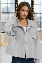 Acid Wash Cropped Shacket - Sleet