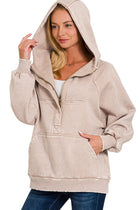 Oversized Quarter Zip Hoodie - Ash Mocha