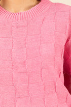 Square Checkered Sweater - Pink