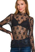 Floral Lace Layering Top - Black