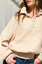 Oversized Waffle Textured Sweatshirt