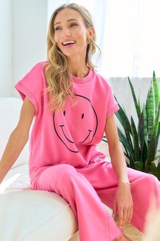 Short Sleeve Smile Sweatshirt