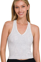 Fitted Ribbed Tank Top - Light Grey