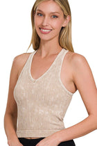 Fitted Ribbed Tank Top - Ash Mocha