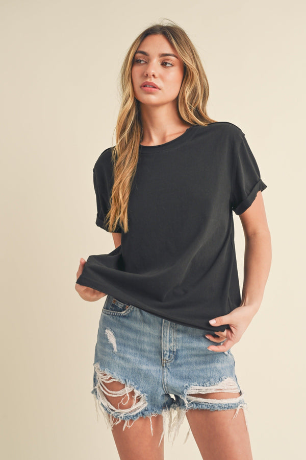 Super-soft Raw Edge T-shirt - Black