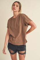 Super-soft Raw Edge T-shirt - Mocha