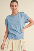 Super-soft Raw Edge T-shirt - Ocean Blue