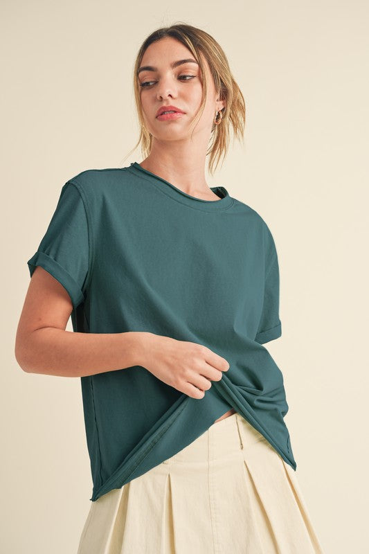 Super-soft Raw Edge T-shirt - Teal