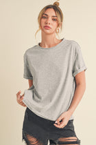 Super-soft Raw Edge T-shirt - Heather Grey