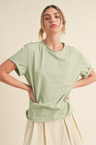 Super-soft Raw Edge T-shirt - Sage