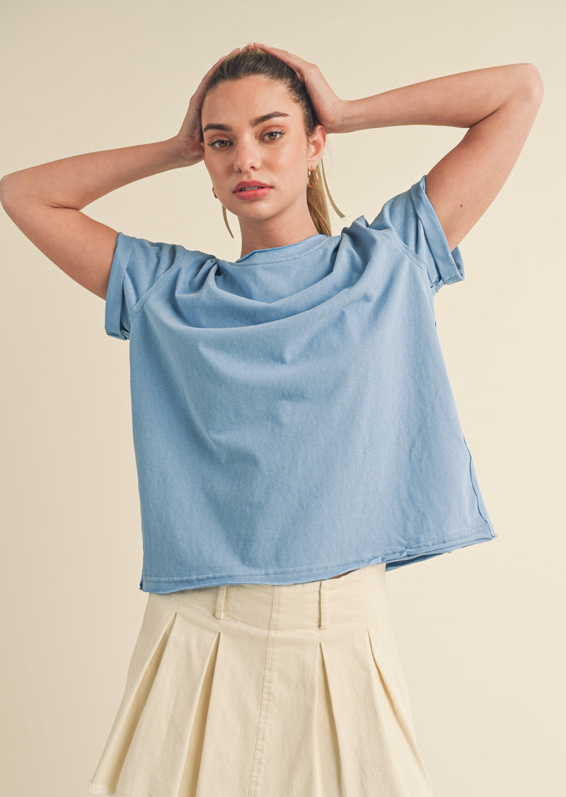 Super-soft Raw Edge T-shirt - Ocean Blue