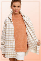 Houndstooth Shacket - Beige