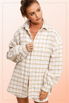 Houndstooth Shacket - Beige