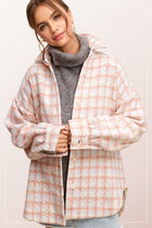 Houndstooth Shacket - Blush