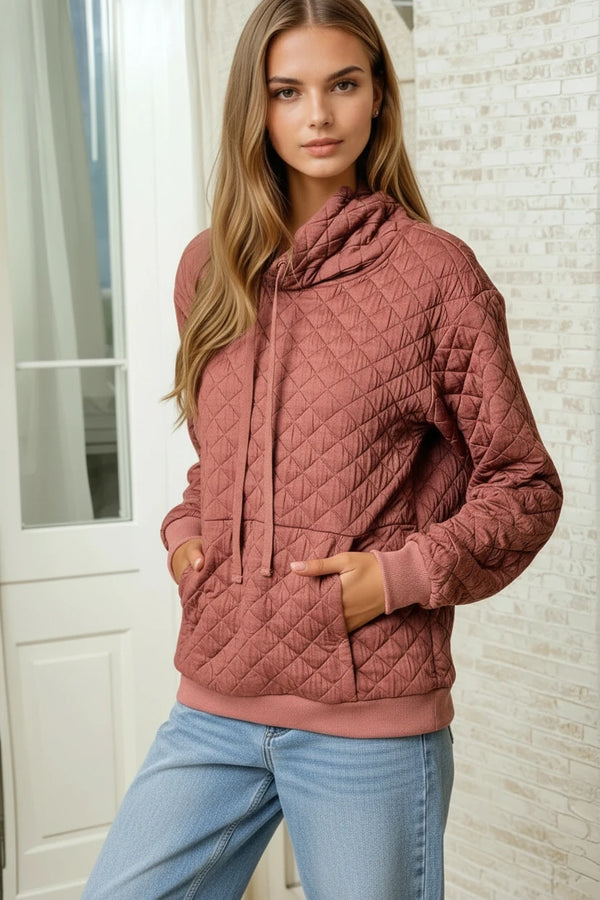 Funnel Neck Quilted Pull Over