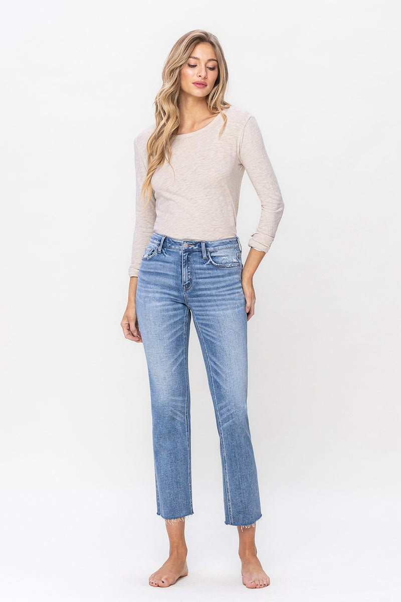 Kaley Mid Rise Slim Straight Jeans