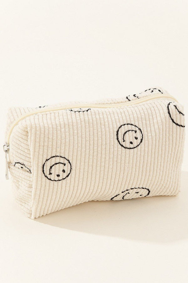 Smiley Corduroy Pouch - 4 Colors