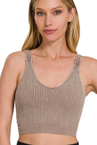 Fitted Ribbed Brami W/ Padding - Mocha