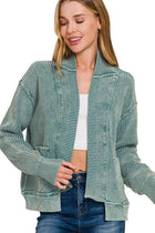 Acid Wash Cardigan - Jade